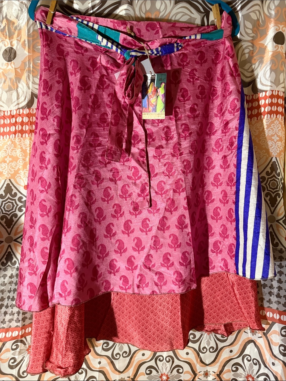 Silk Wrap Around Skirt - EARTHBOUND Trading Co. - Upcycle Saris - OSFM - NWT